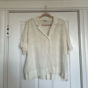 Madewell XL White Eyelet Button Down
